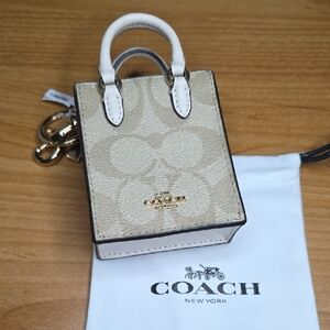 Coach North/South Mini Tote Beige and White